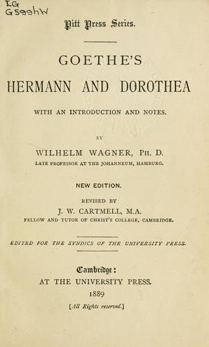 Johann Wolfgang von Goethe: Hermann und Dorothea (German language, 1889, Univ. Press)