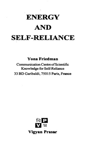 Yona Friedman: Energy and self-reliance (2003, Vigyan Prasar)
