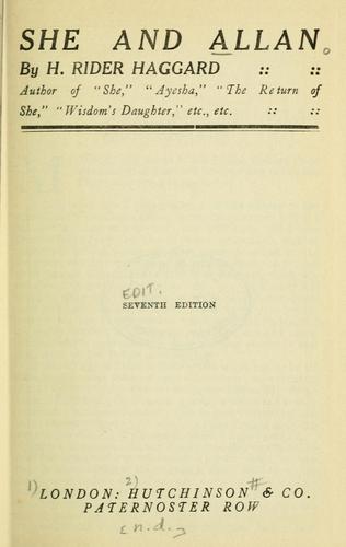 Henry Rider Haggard: She and Allan. (Hutchinson)