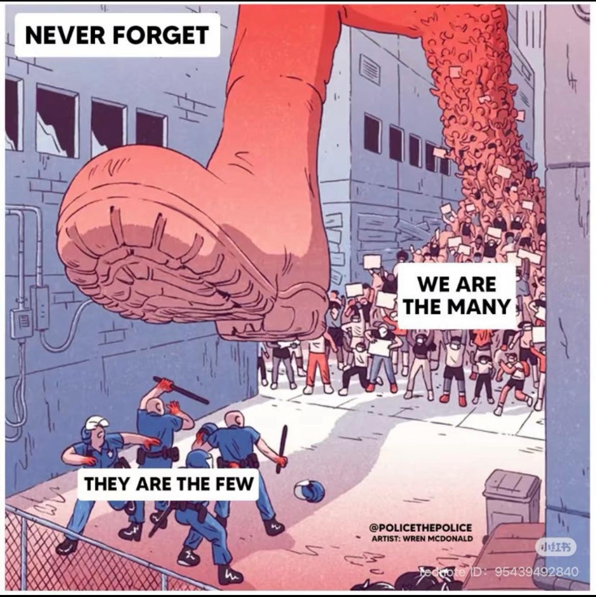 Never forget that we, the working class, are the many, and they, the police, are the few. Never forget that we, the working class, are the many, and they, the police, are the few.