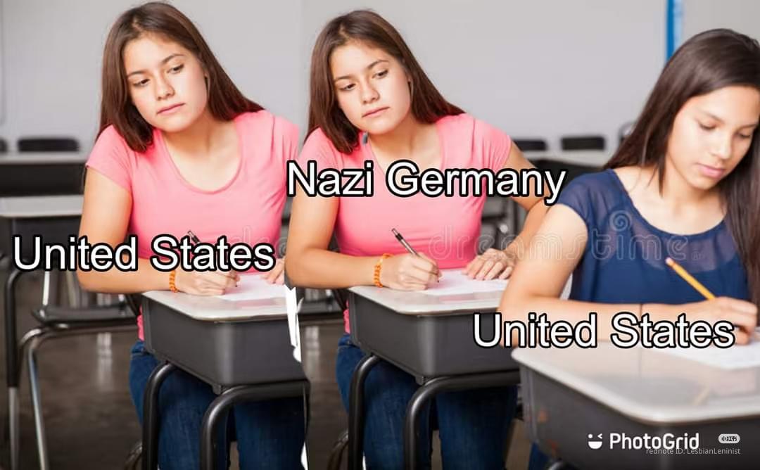 The United States copied Nazi Germany, who copied the United States. The United States copied Nazi Germany, who copied the United States.