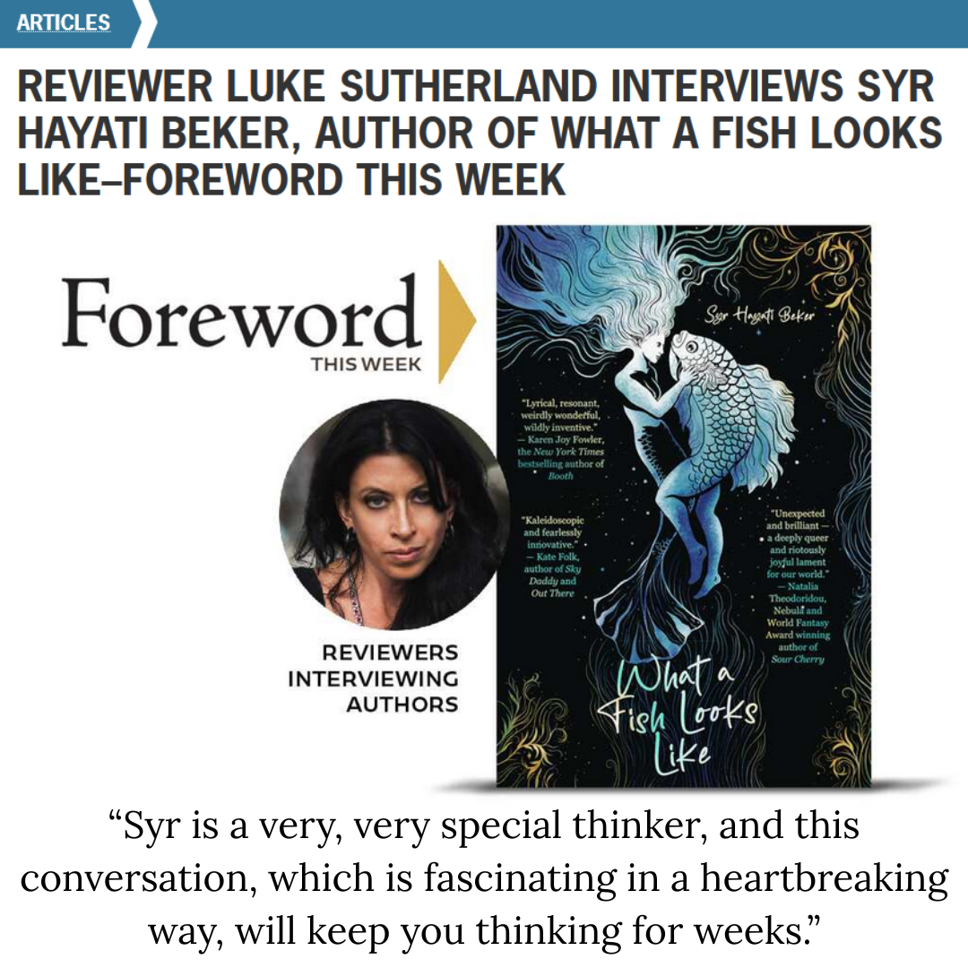 Screenshot from the title page of Foreword Reviews' interview with Syr Hayati Beker, with inset quote that reads: Syr is a very, very special thinker, and this conversation, which is fascinating in a heartbreaking way, will keep you thinking for weeks. Screenshot from the title page of Foreword Reviews' interview with Syr Hayati Beker, with inset quote that reads: Syr is a very, very special thinker, and this conversation, which is fascinating in a heartbreaking way, will keep you thinking for weeks.
